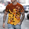 Hilarious Bee 3D Print Short Sleeve T-Shirt for Men - Embrace Casual Comfort and Harajuku Vibes in 2022!